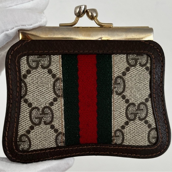Rare Gucci GG Supreme Kiss Lock Coin Purse EUC Box Circa 1979-80 - Picture 11 of 16